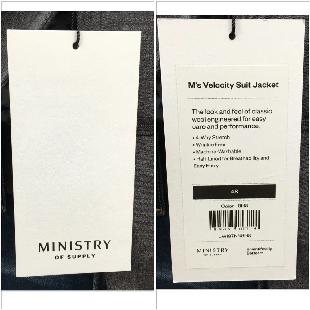 NEW MINISTRY OF SUPPLY Mens Blazer Sport Coat Casual Jacket 48L Performance Suit